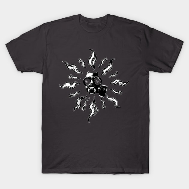 Gasmask with Fumes Burst T-Shirt by NightmareCraftStudio